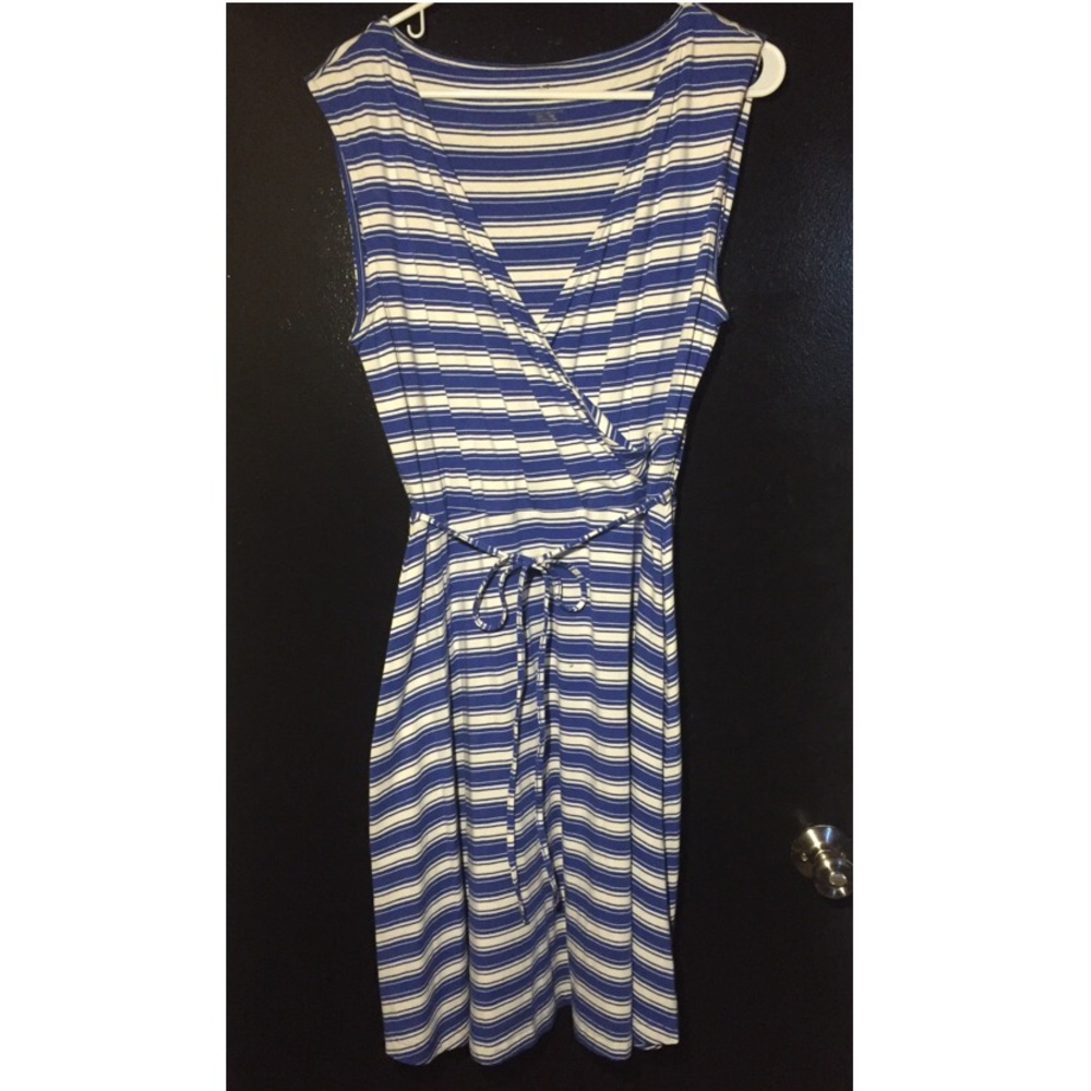 Blue and white stripe halter dress